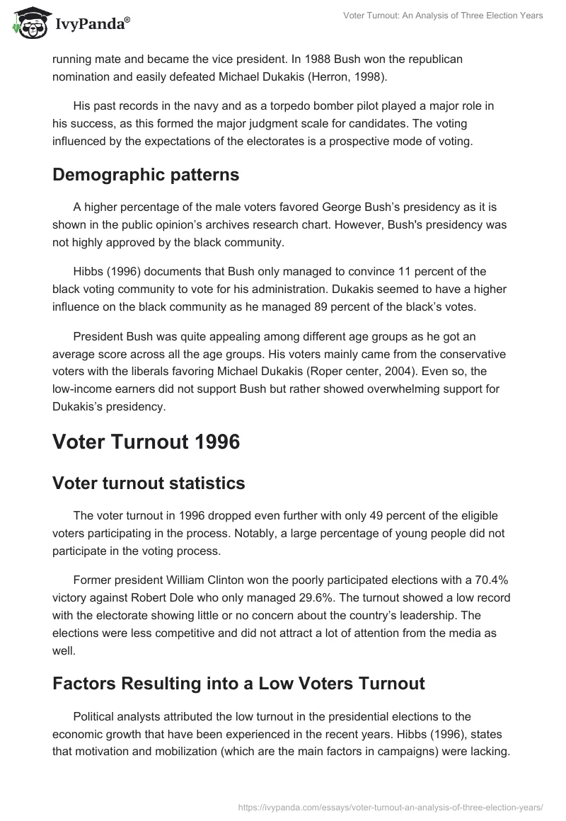 Voter Turnout: An Analysis of Three Election Years. Page 3