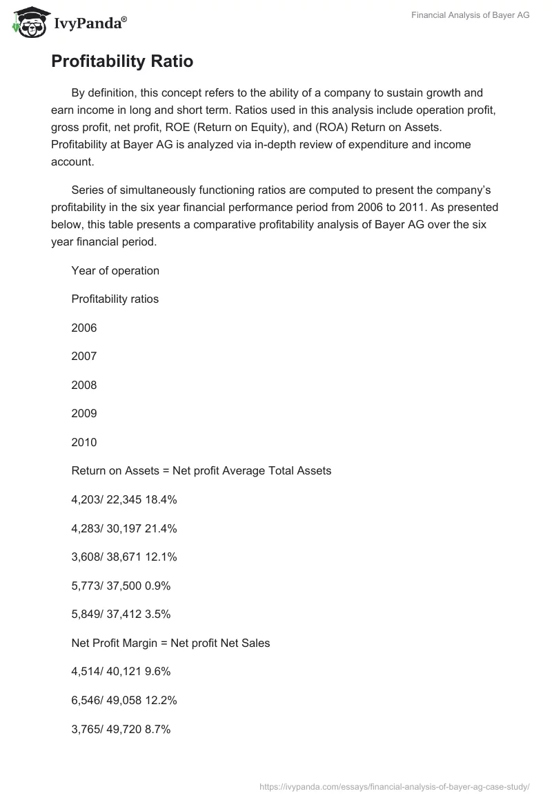 Financial Analysis of Bayer AG. Page 4