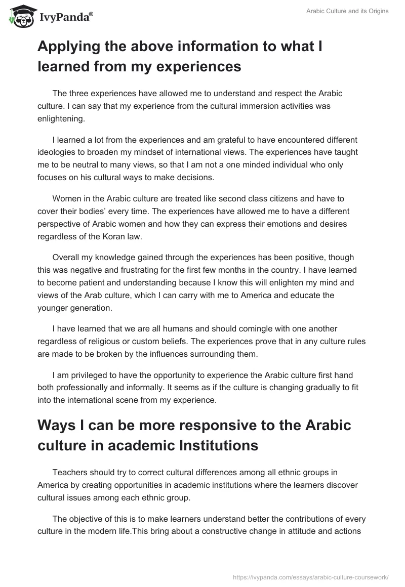 Arabic Culture and Its Origins. Page 4