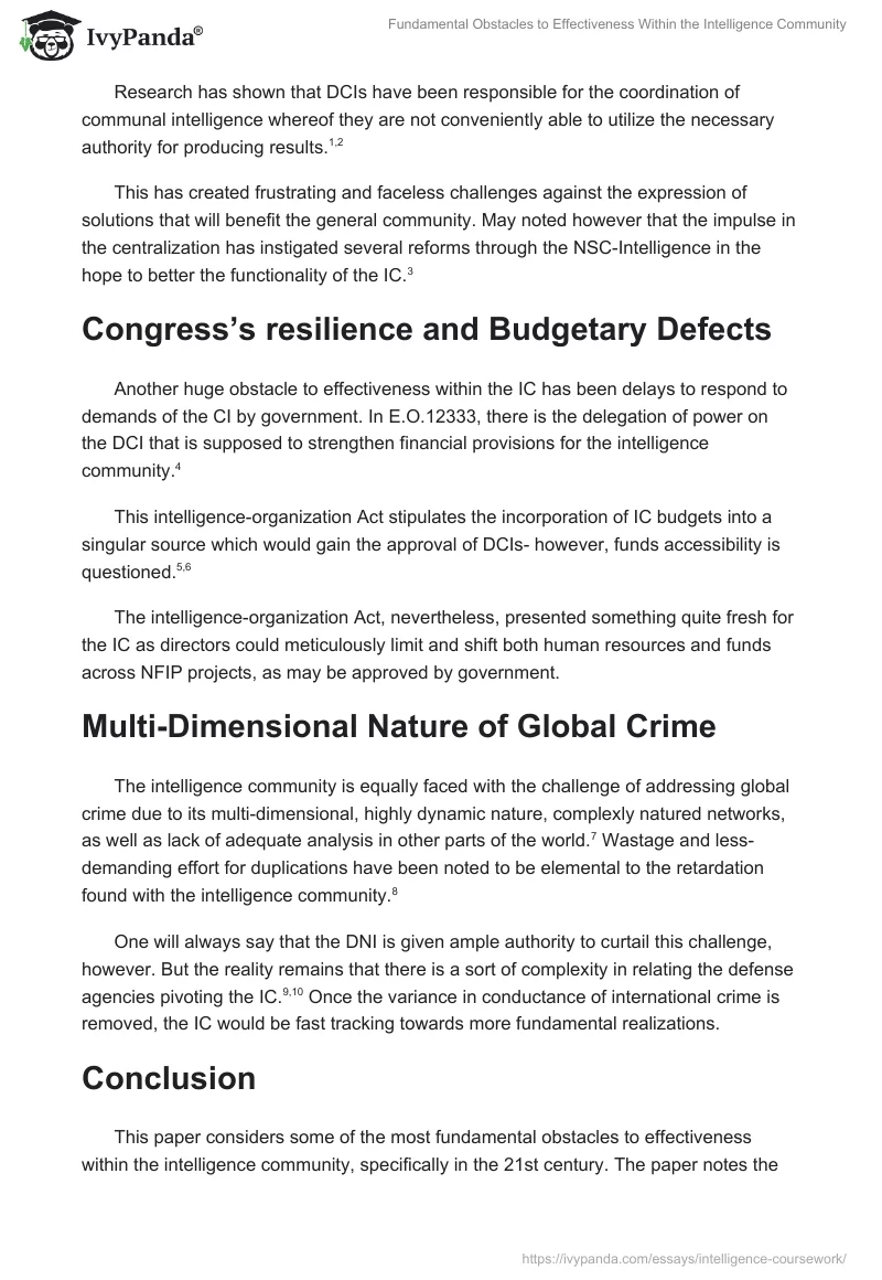 Fundamental Obstacles to Effectiveness Within the Intelligence Community. Page 2