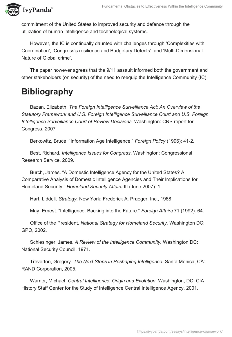 Fundamental Obstacles to Effectiveness Within the Intelligence Community. Page 3