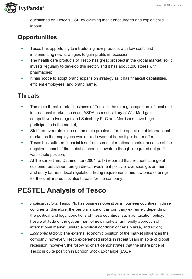 Tesco’s Globalisation Case Study. Page 5
