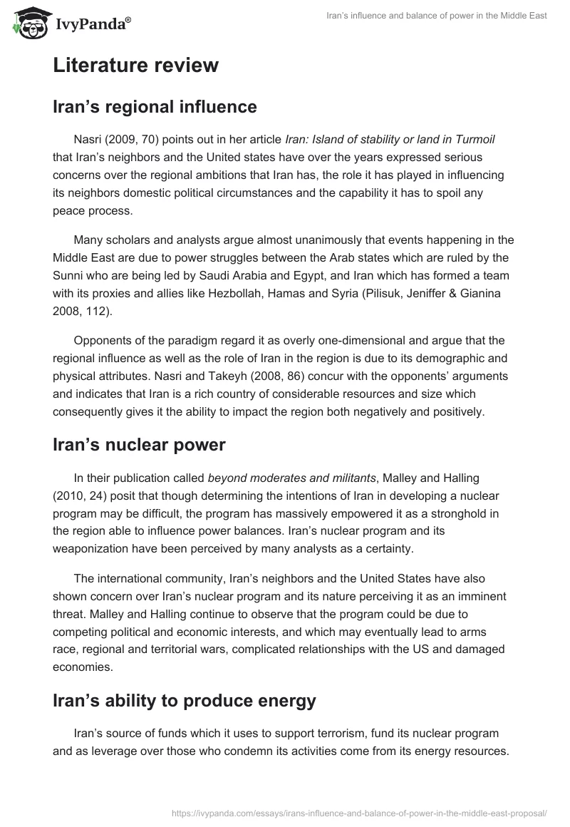 Iran’s influence and balance of power in the Middle East. Page 2