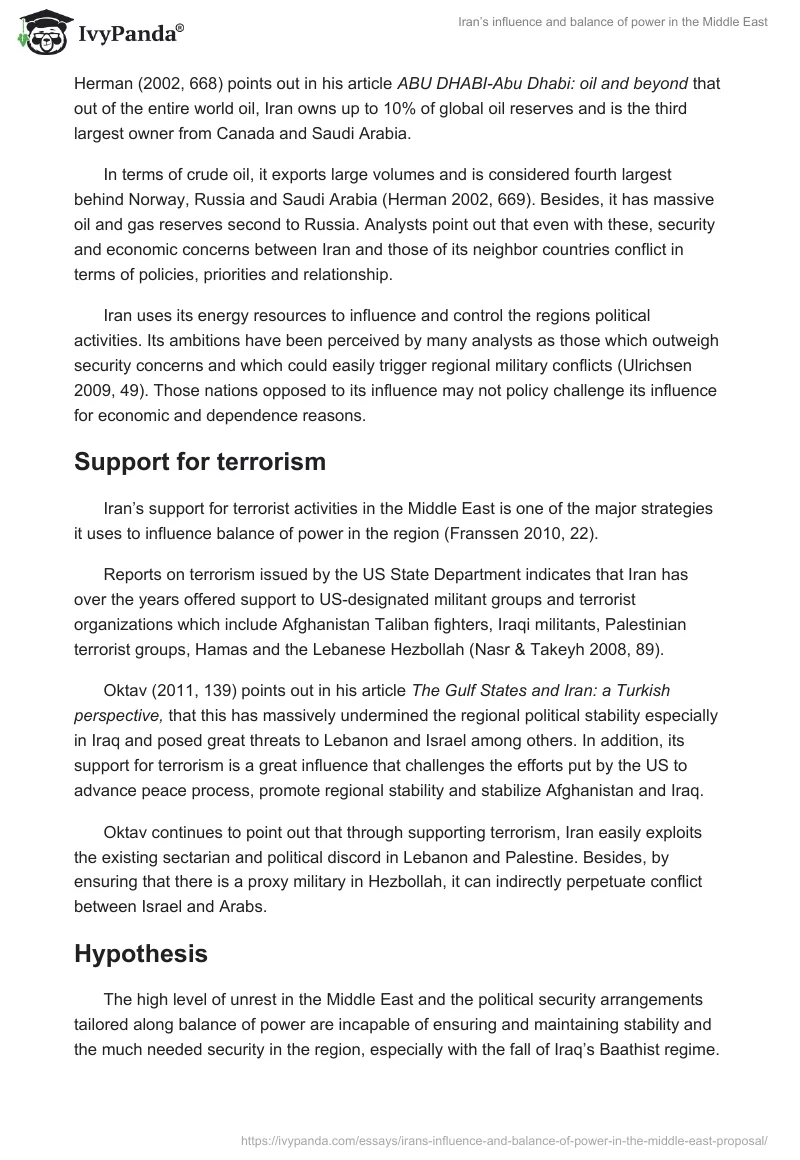 Iran’s influence and balance of power in the Middle East. Page 3