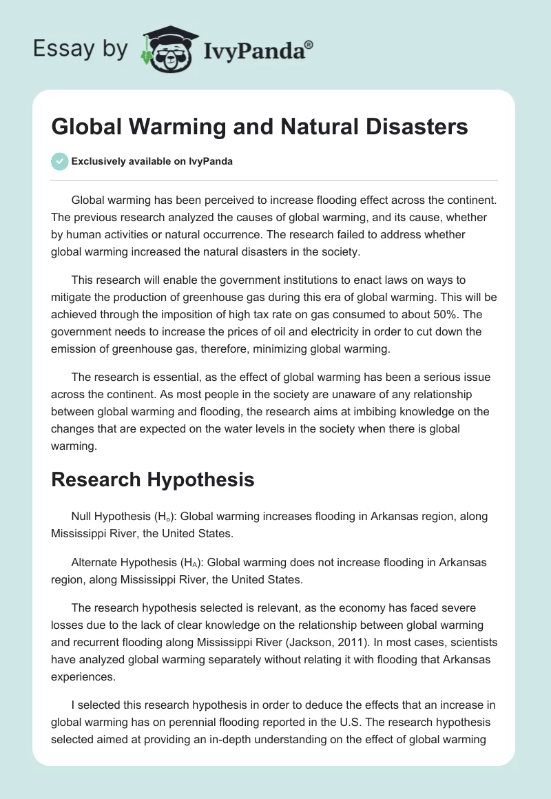 Global Warming and Natural Disasters. Page 1