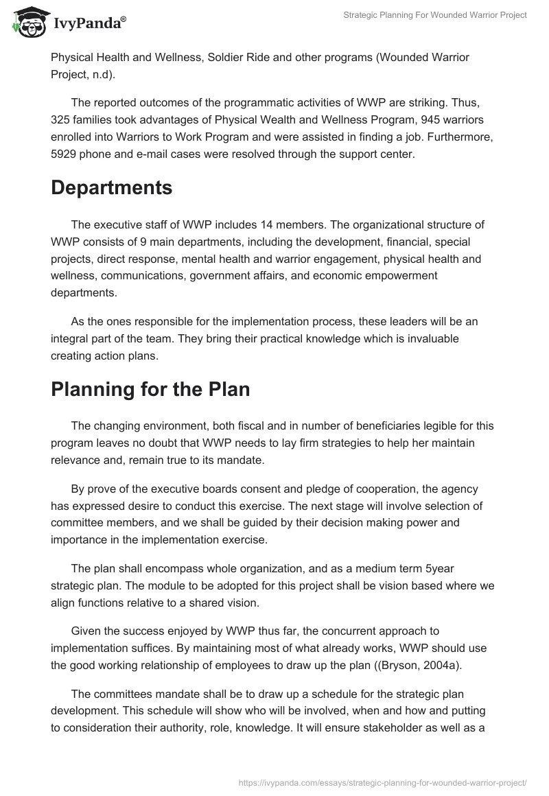 Strategic Planning For Wounded Warrior Project. Page 4