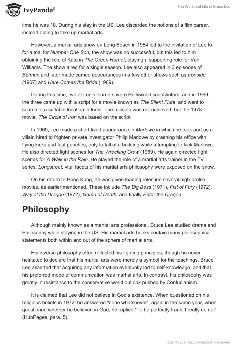 The Work and Life of Bruce Lee. Page 4