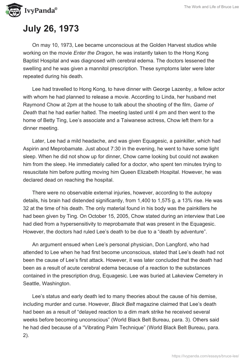The Work and Life of Bruce Lee. Page 5