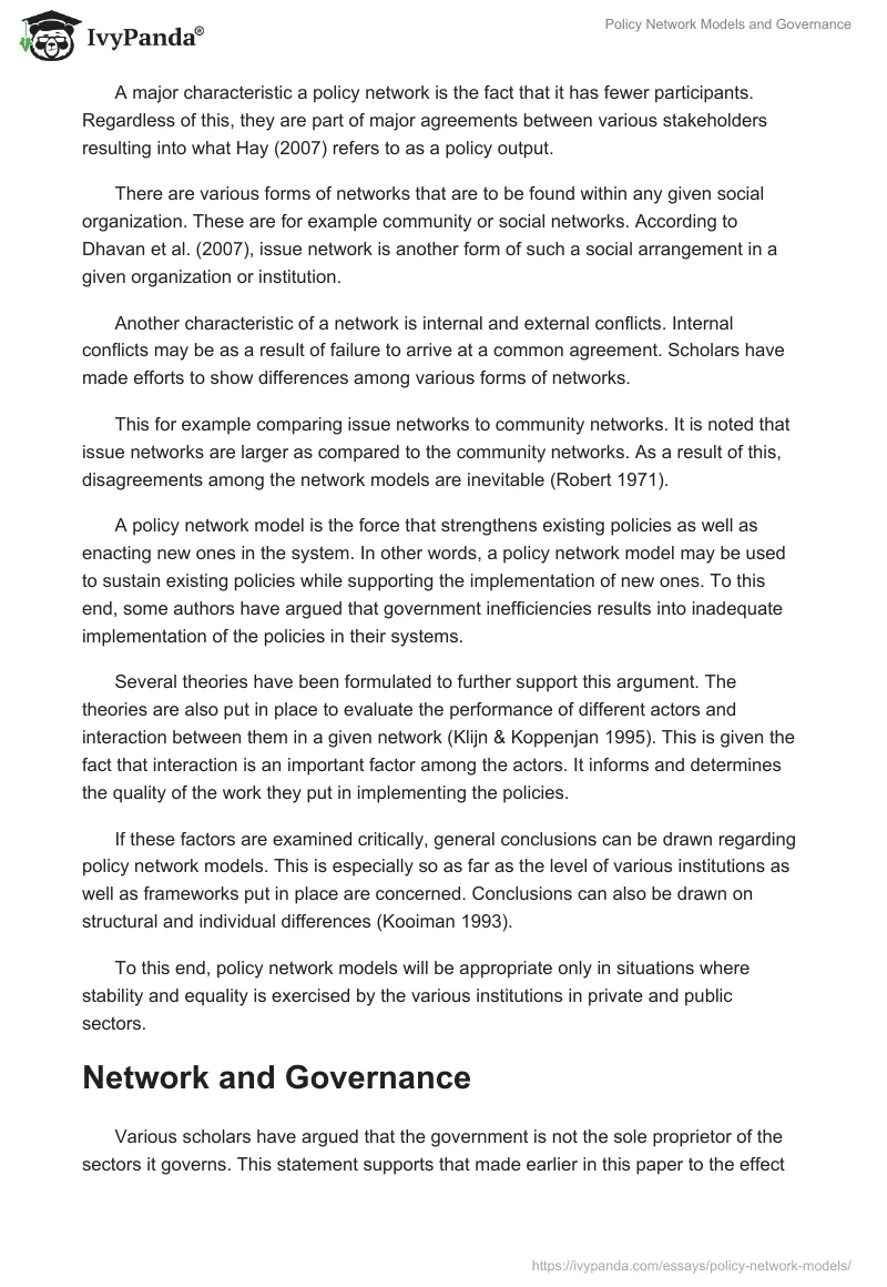 Policy Network Models and Governance. Page 3