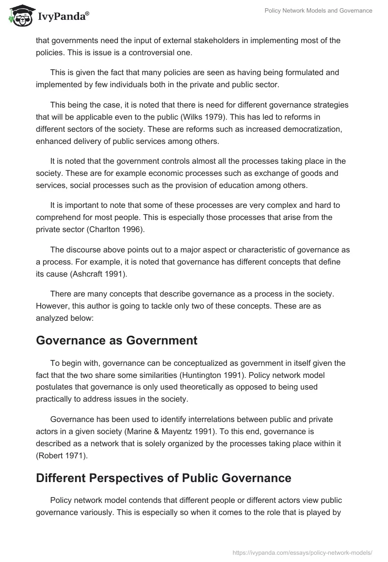 Policy Network Models and Governance. Page 4