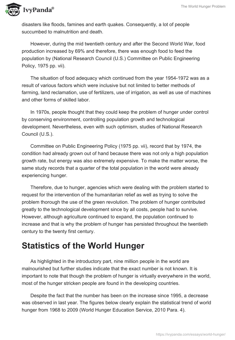 World Hunger Essay: Causes of World Hunger & How to Solve It. Page 2