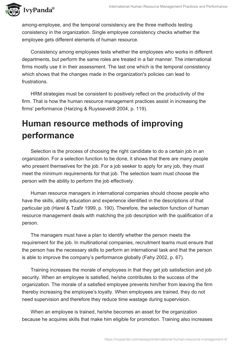 International Human Resource Management Practices and Performance. Page 5