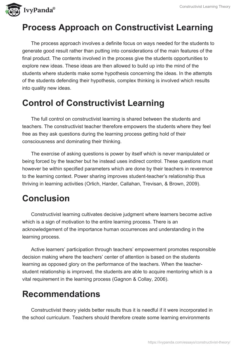 Constructivist Learning Theory. Page 2