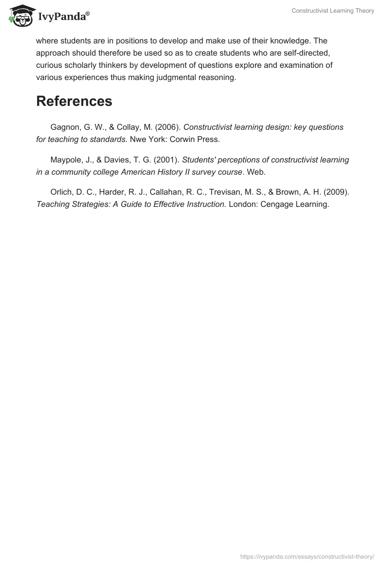 Constructivist Learning Theory. Page 3