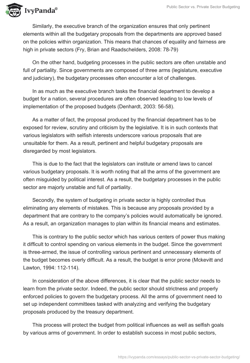 Public Sector vs. Private Sector Budgeting. Page 2