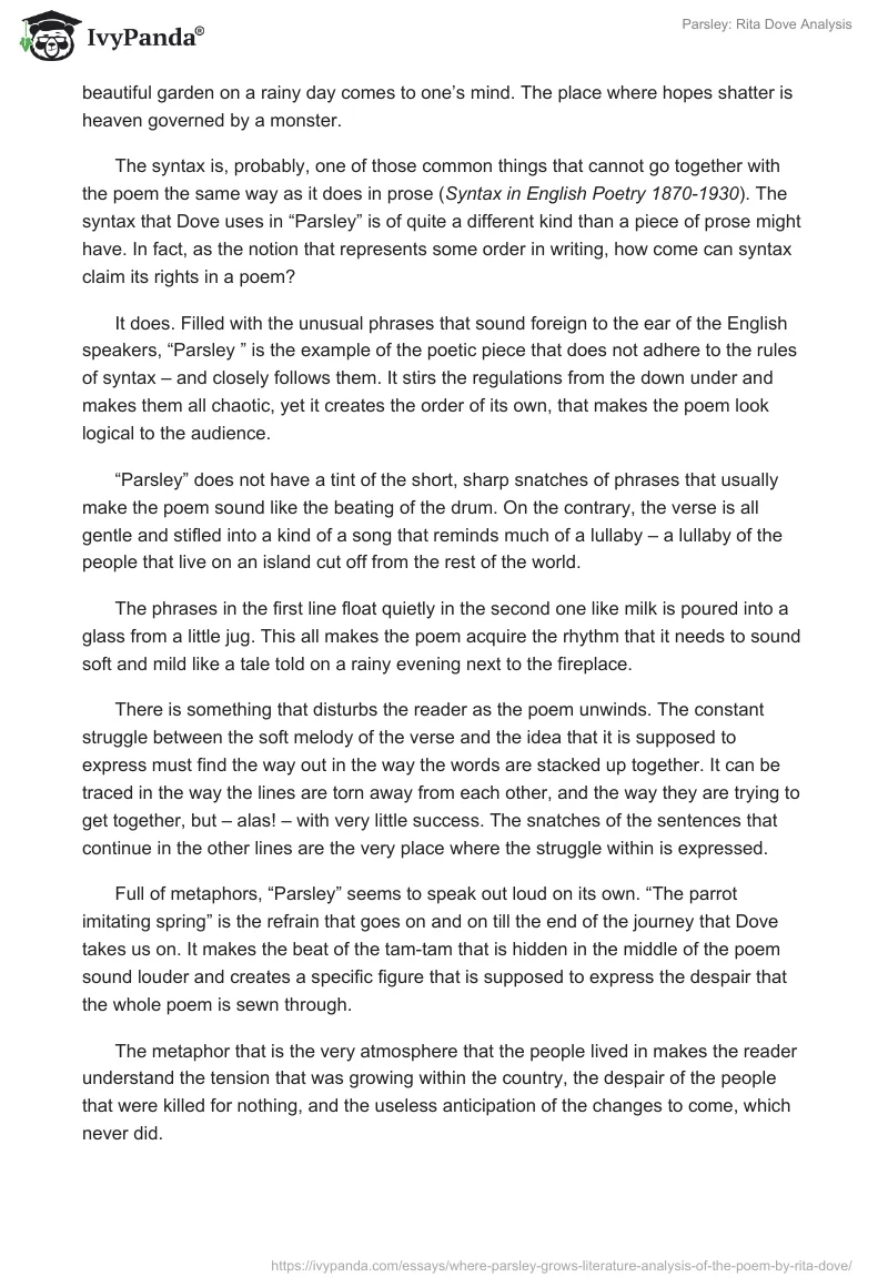 Parsley: Rita Dove Analysis. Page 2