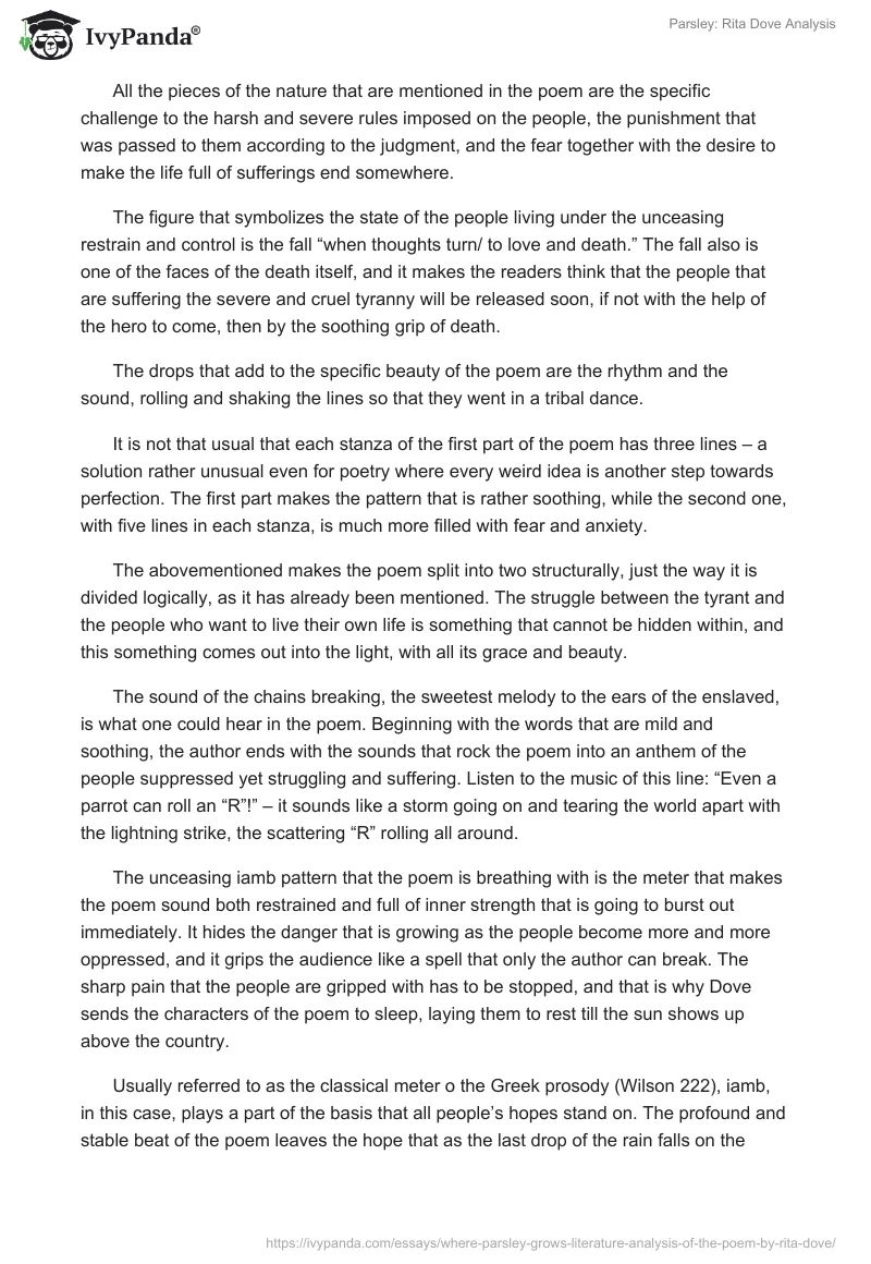 Parsley: Rita Dove Analysis. Page 3