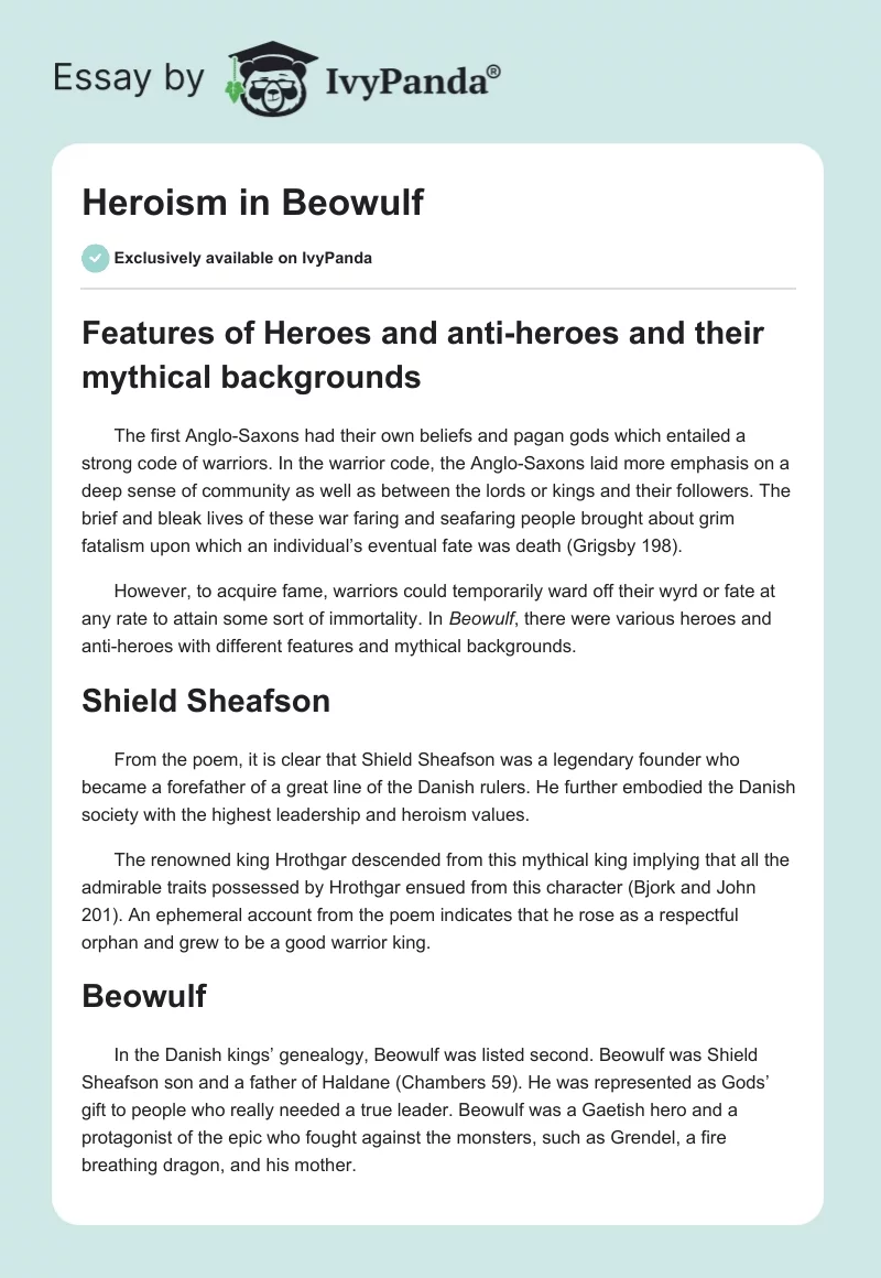 Heroism in Beowulf. Page 1