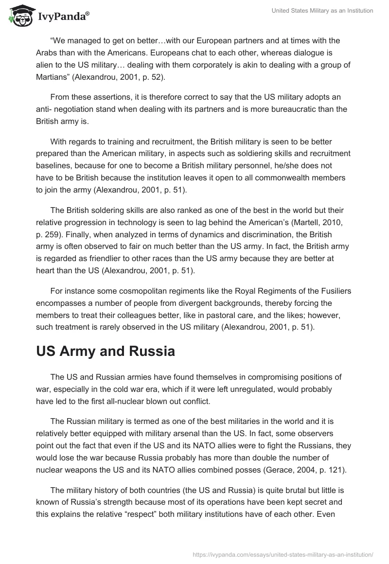 United States Military as an Institution. Page 3