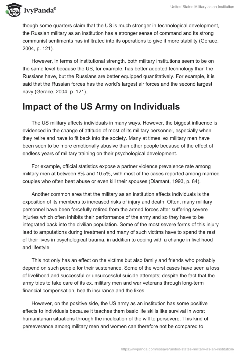United States Military as an Institution. Page 4