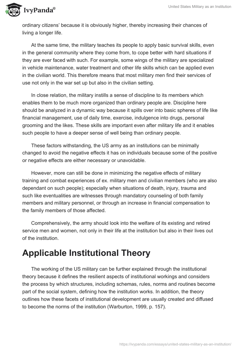 United States Military as an Institution. Page 5