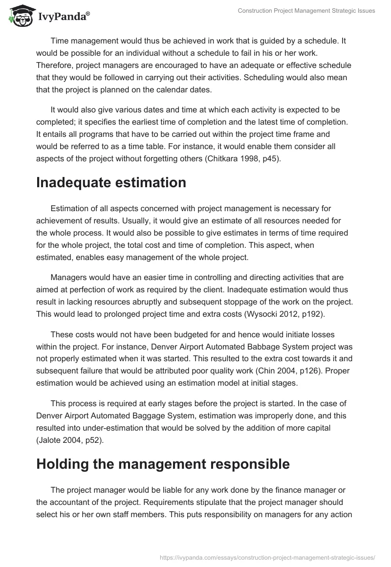 Construction Project Management Strategic Issues. Page 4