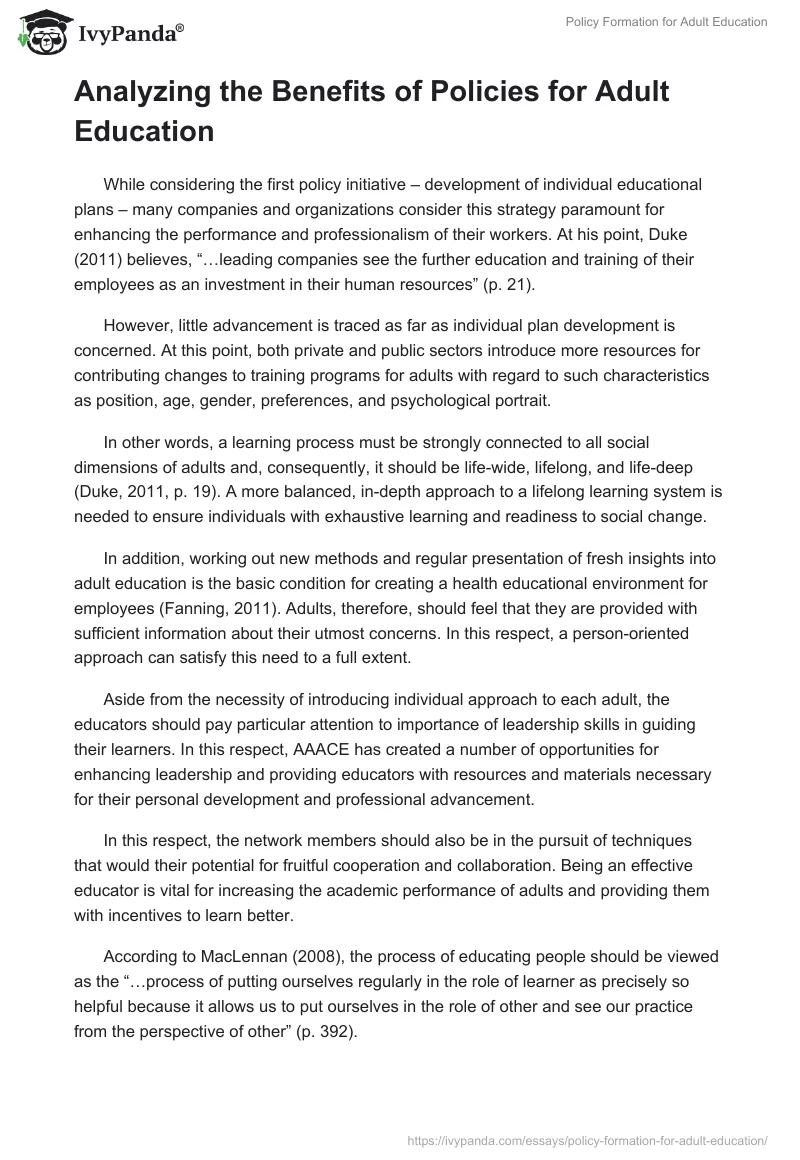 Policy Formation for Adult Education. Page 2