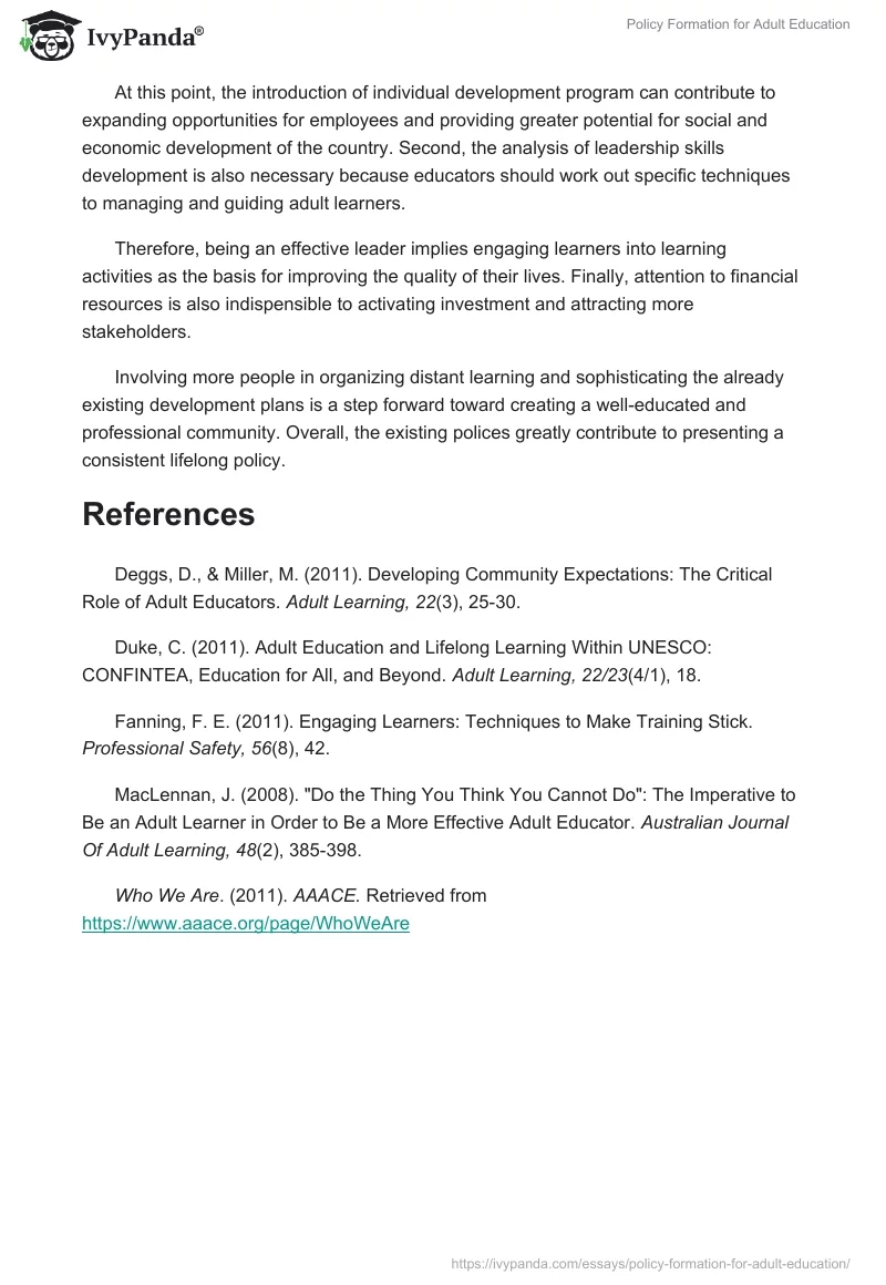 Policy Formation for Adult Education. Page 4