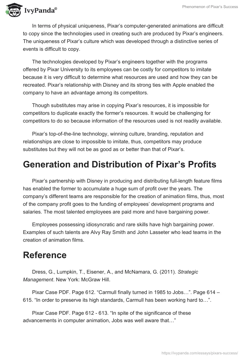Phenomenon of Pixar’s Success. Page 3