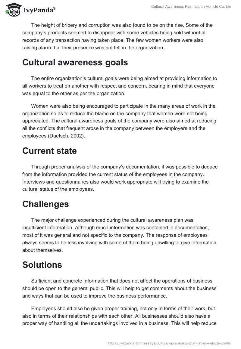 Cultural Awareness Plan: Japan Vehicle Co. Ltd. Page 3