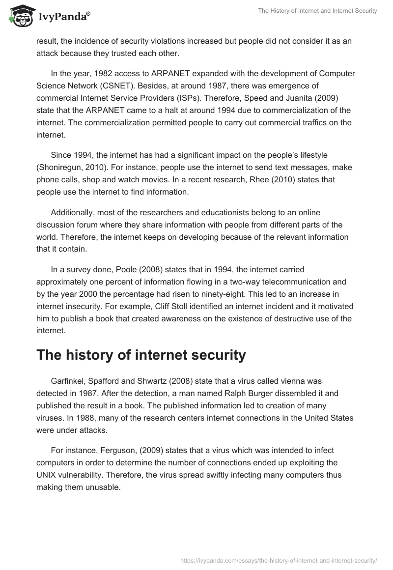 The History of Internet and Internet Security. Page 2