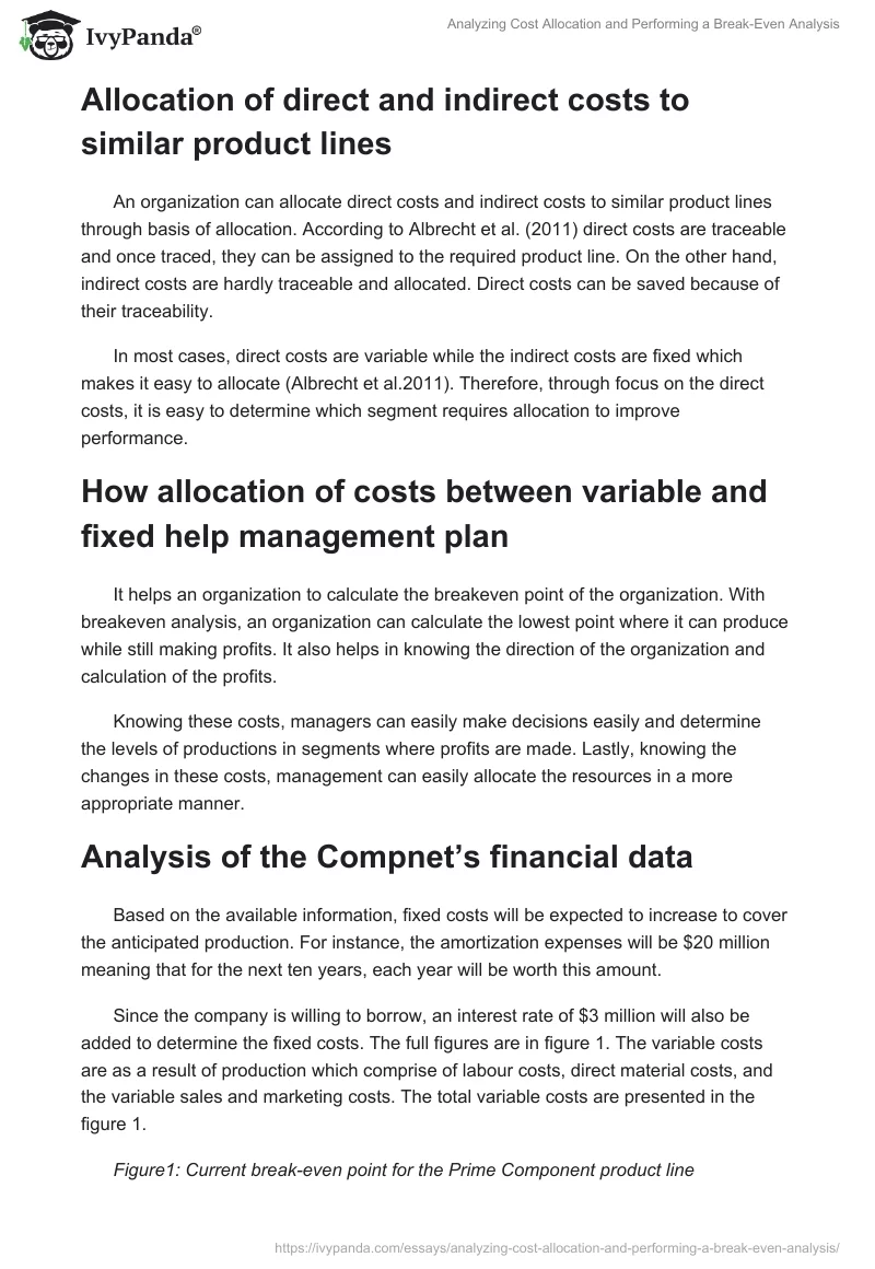 Analyzing Cost Allocation and Performing a Break-Even Analysis. Page 2