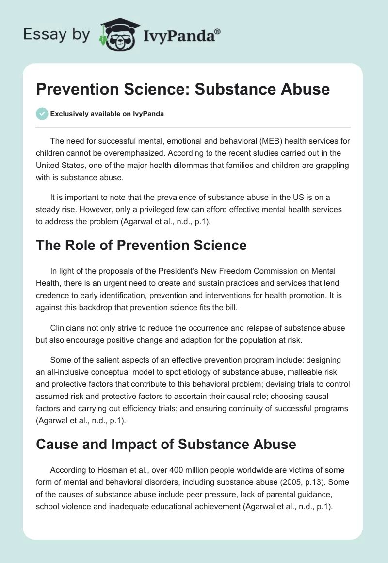 Prevention Science: Substance Abuse. Page 1