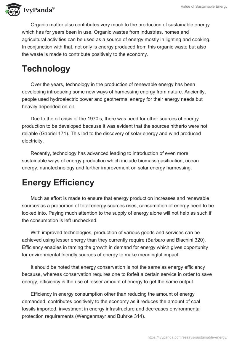 Value of Sustainable Energy. Page 3