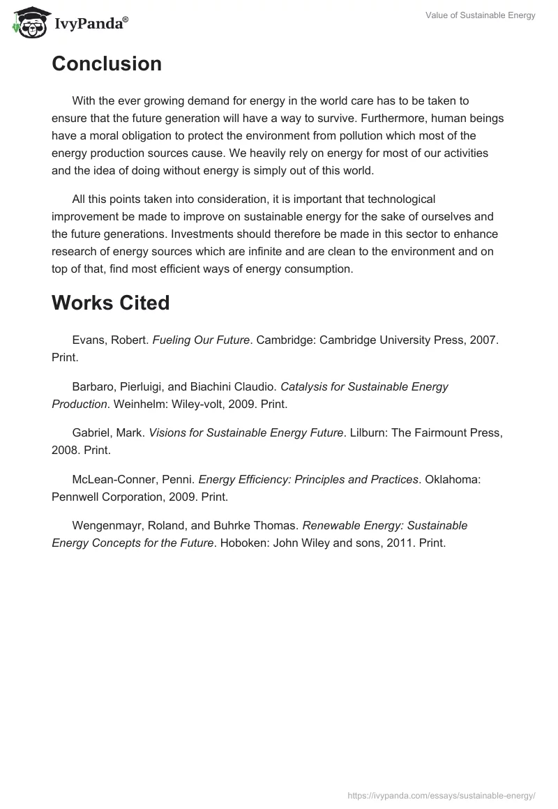 Value of Sustainable Energy. Page 4