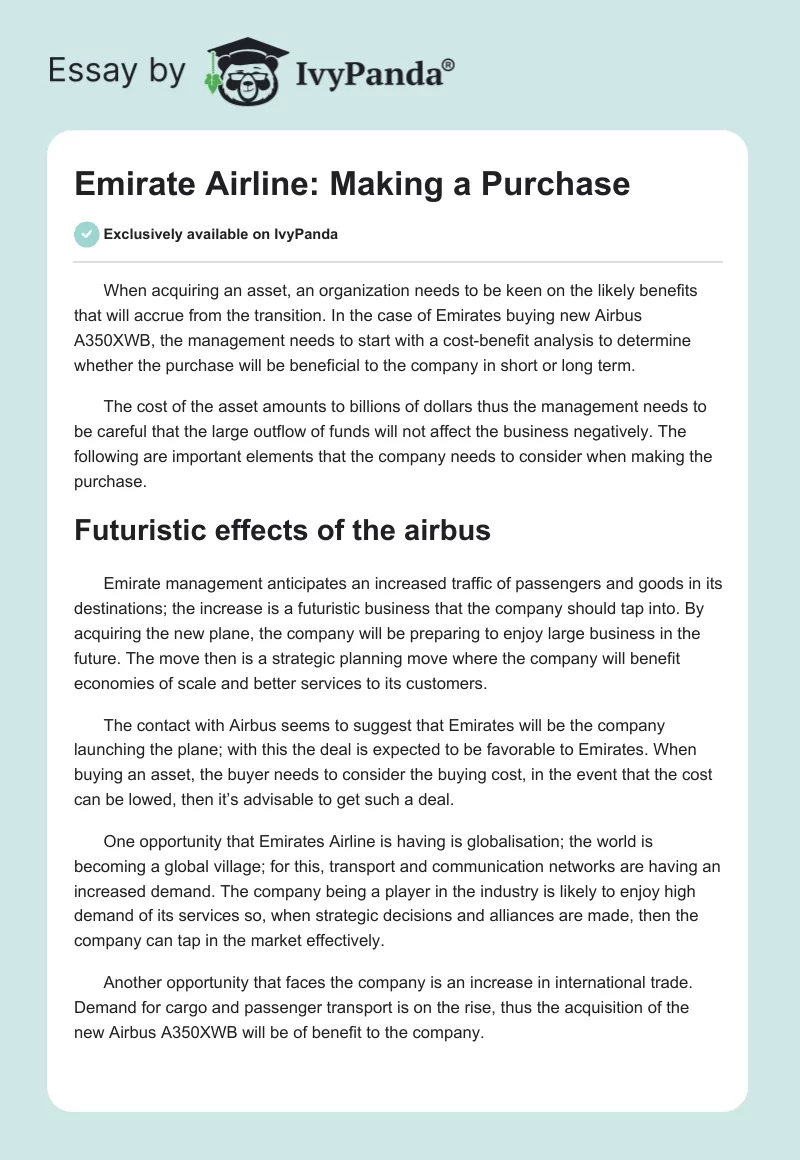 Emirate Airline: Making a Purchase. Page 1