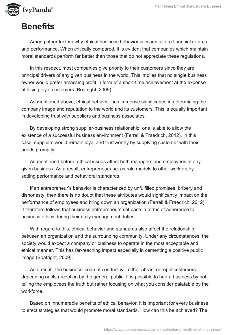 Maintaining Ethical Standards in Business. Page 4