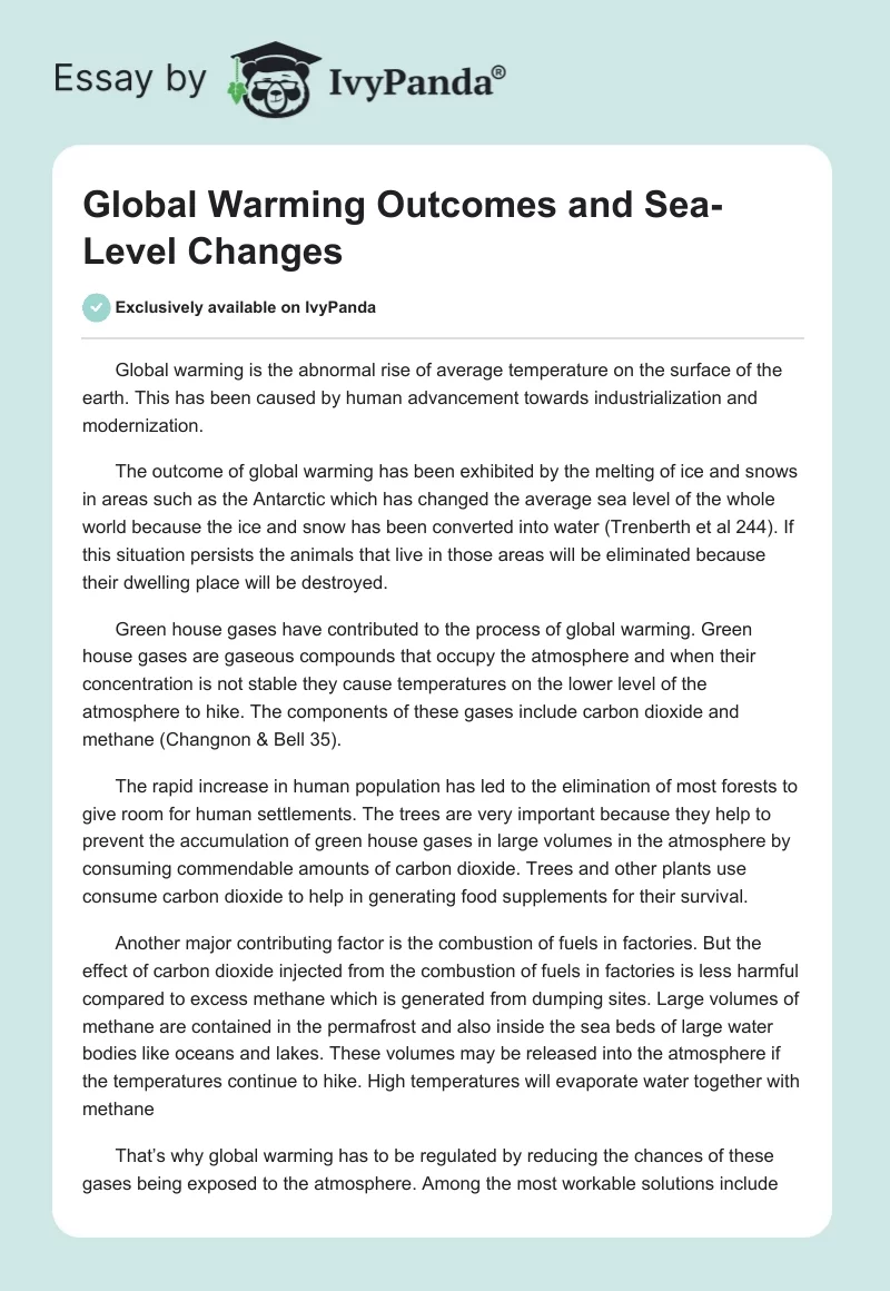 Global Warming Outcomes and Sea-Level Changes. Page 1
