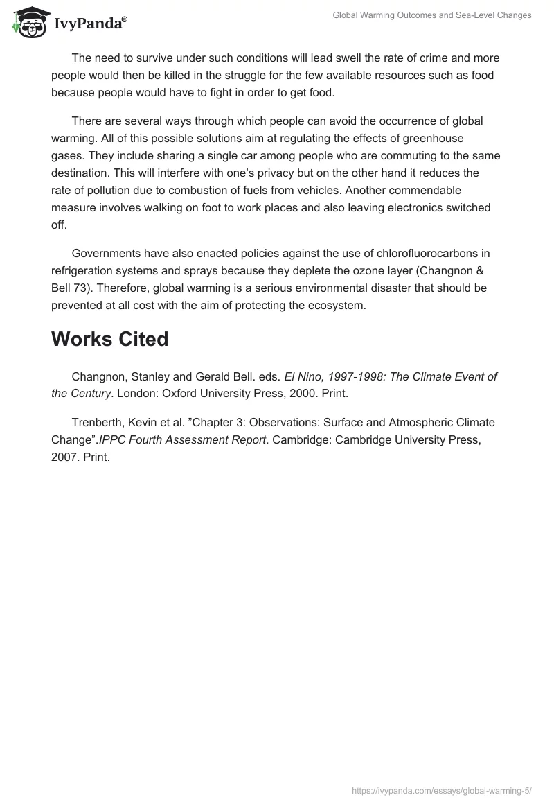 Global Warming Outcomes and Sea-Level Changes. Page 3