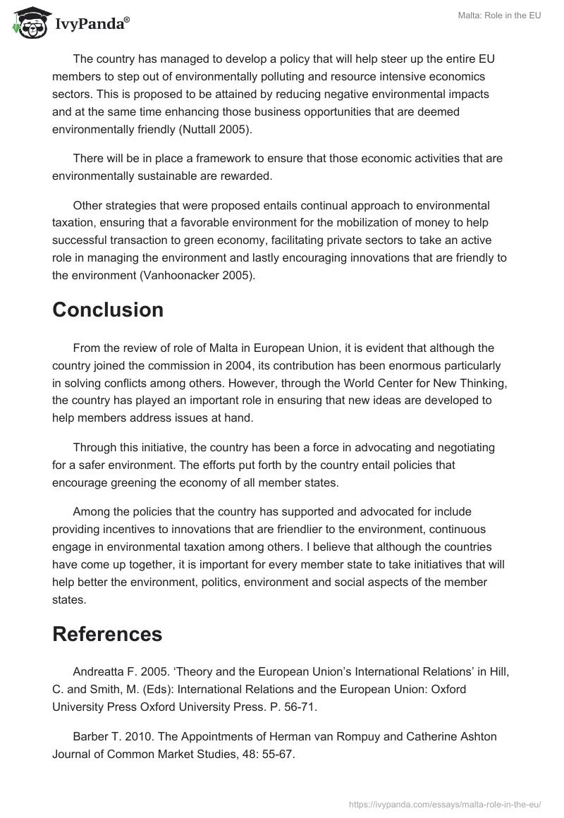 Malta: Role in the EU. Page 4