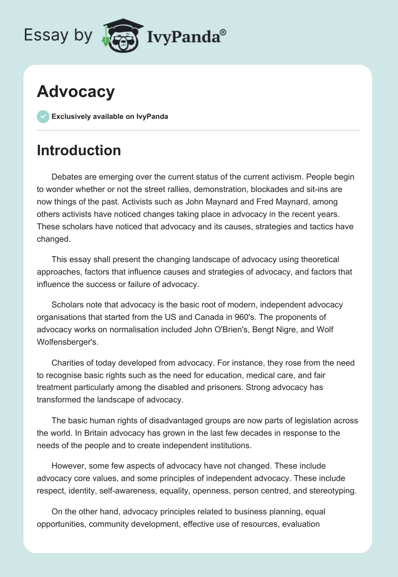 Advocacy. Page 1
