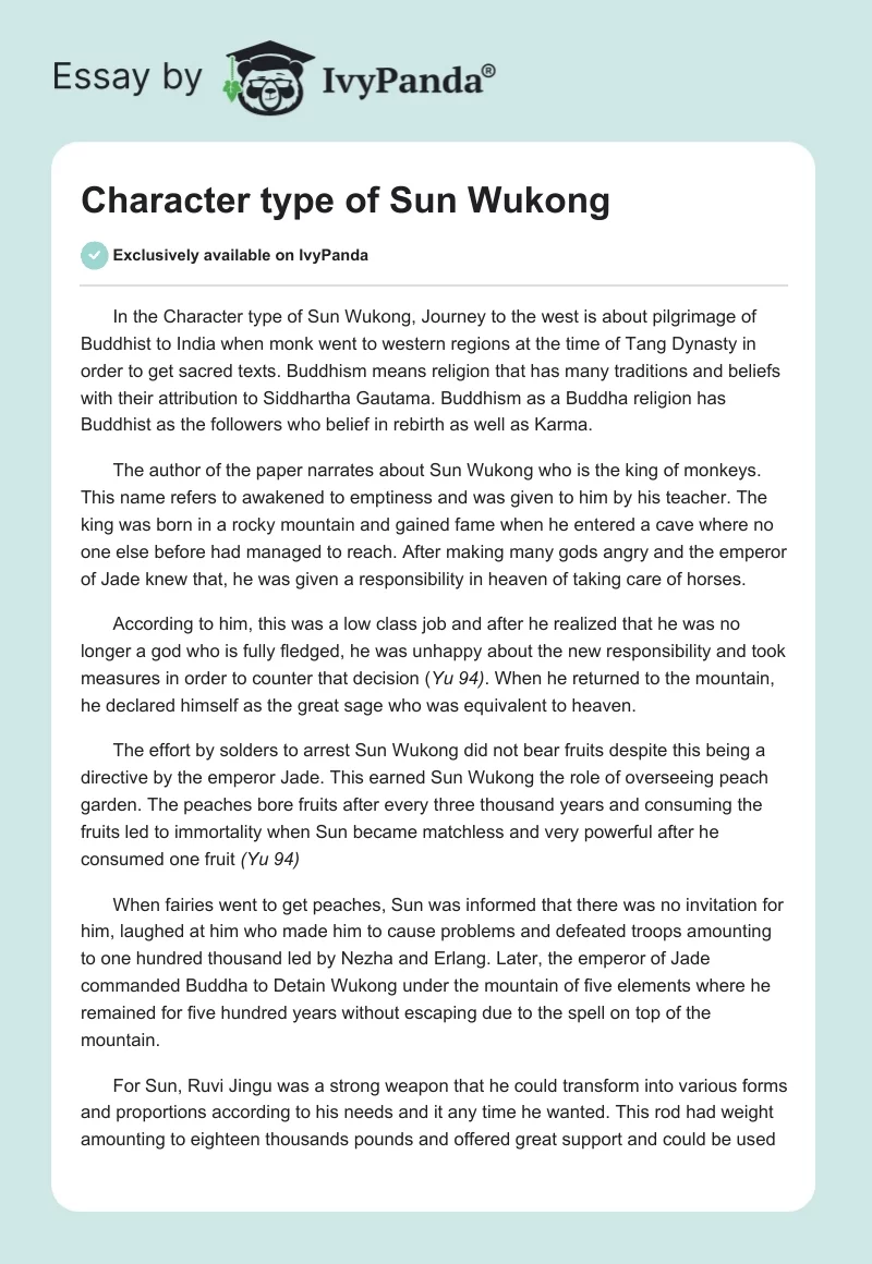Character type of Sun Wukong. Page 1