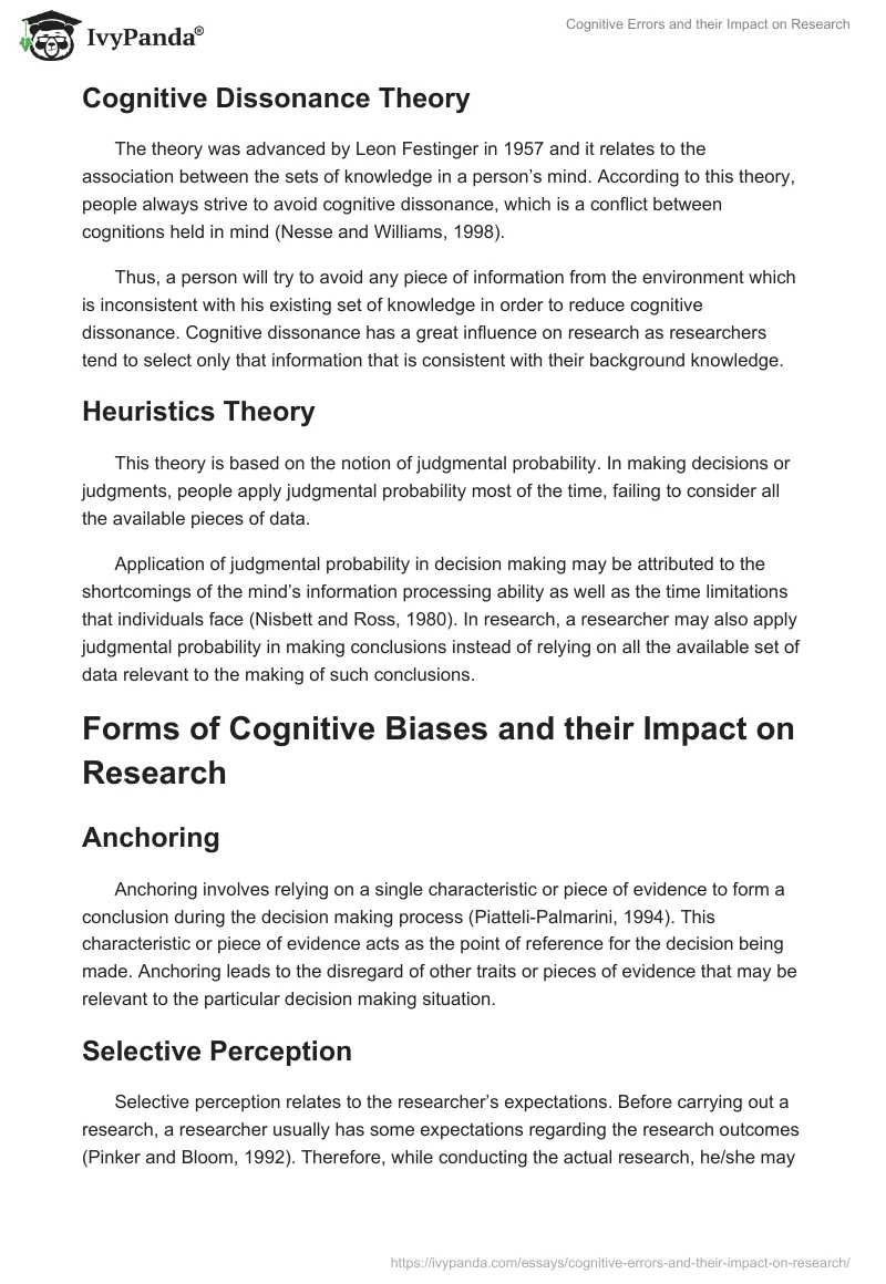 Cognitive Errors and their Impact on Research. Page 2