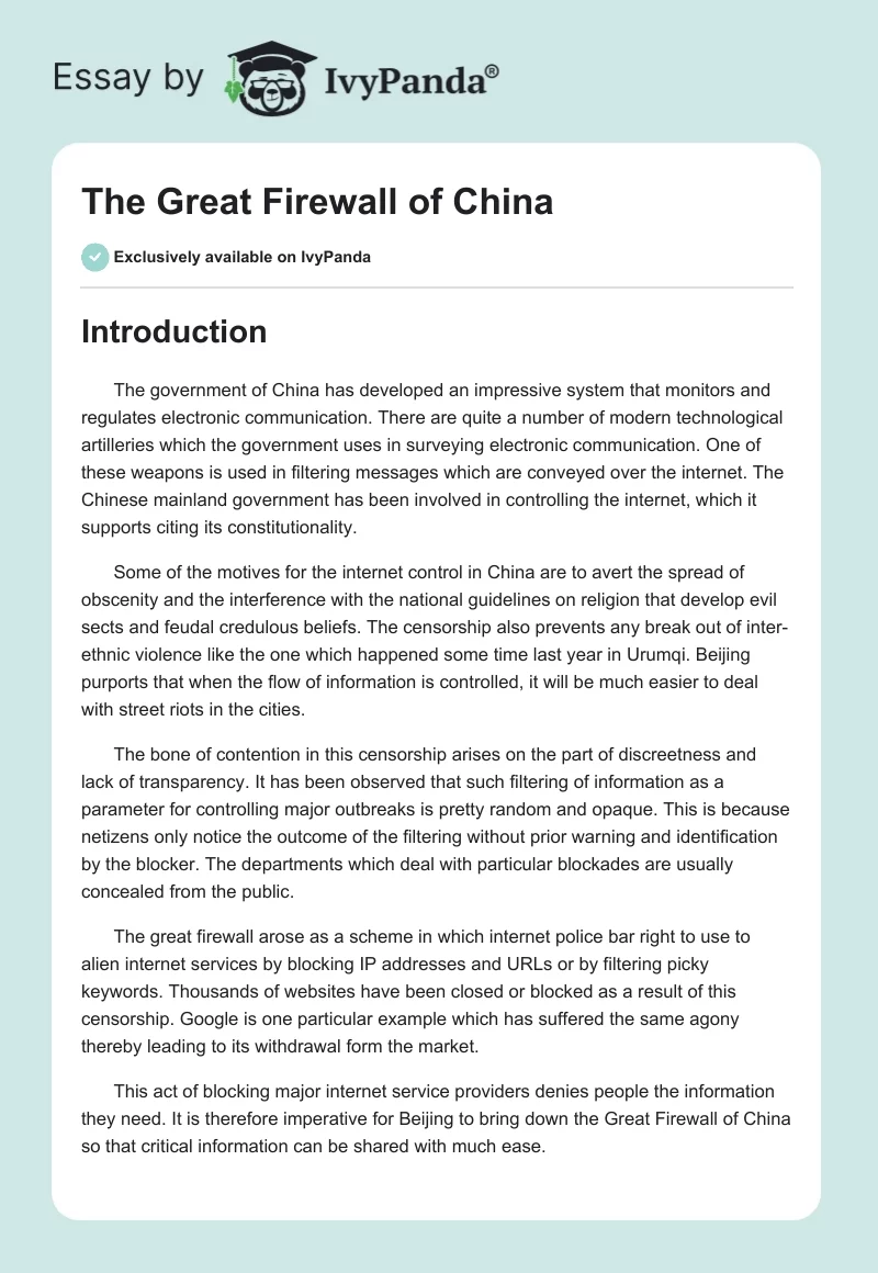 great firewall of china research paper