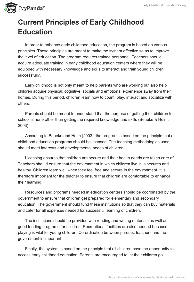 Early Childhood Education Essay. Page 3