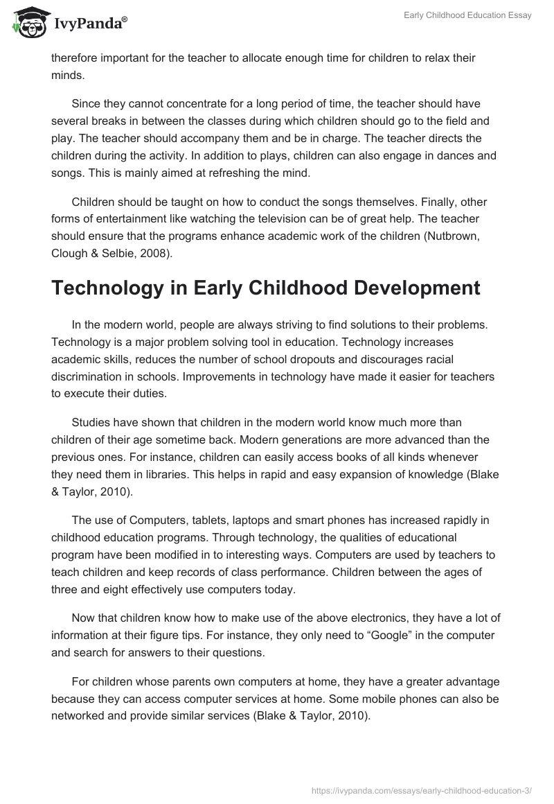 Early Childhood Education Essay. Page 5