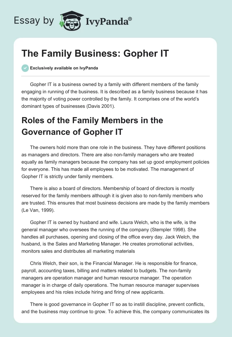 The Family Business: Gopher IT. Page 1