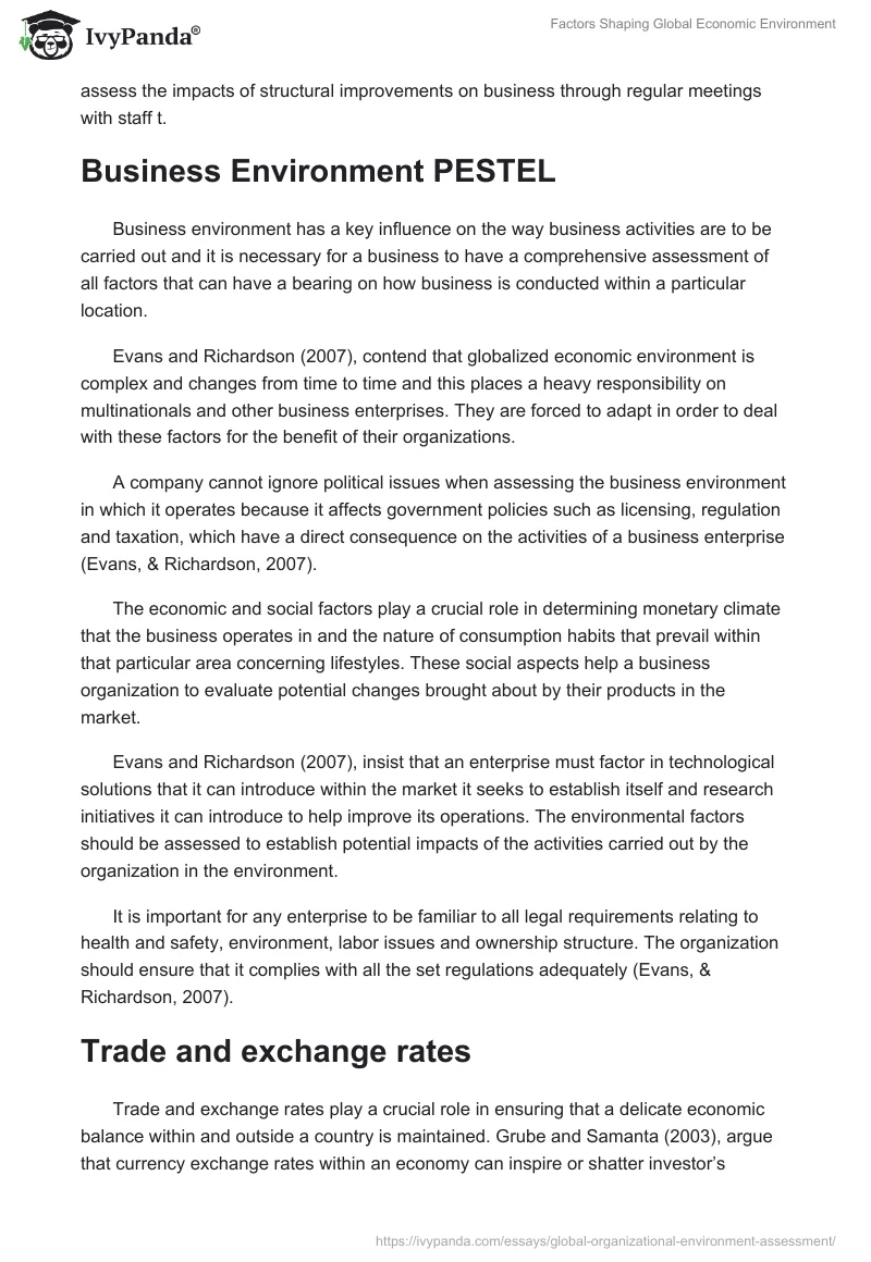 Factors Shaping Global Economic Environment. Page 2