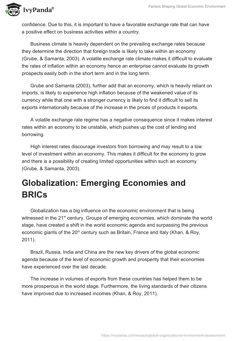 Factors Shaping Global Economic Environment. Page 3