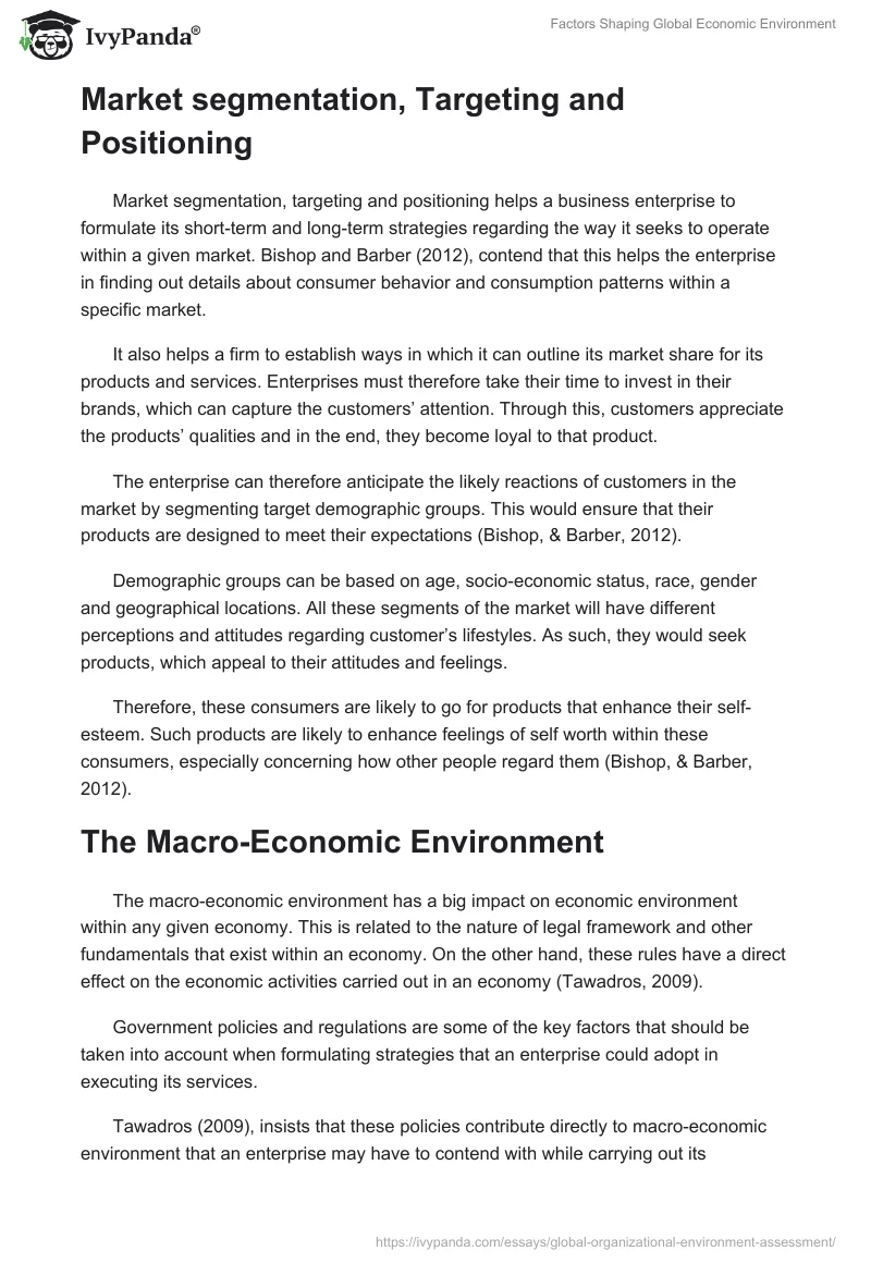 Factors Shaping Global Economic Environment. Page 4